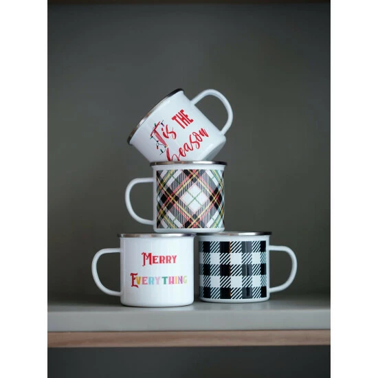 Shiraleah Tartan Enamel Mug Drinkware Multi 2 Shiraleah Tartan Enamel Mug Drinkware Multi - Image 2