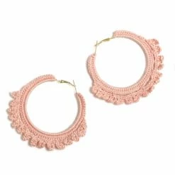 Shiraleah Emme Crocheted Hoop Earrings, Blush