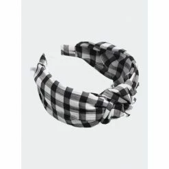Shiraleah Knotted Gingham Plaid Headband Hair Black