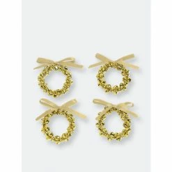 Shiraleah Set Of 4 Jingle Bells Napkin Rings Tools & Accessories Gold