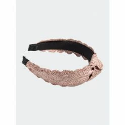 Shiraleah Knotted Straw Scalloped Headband, Blush Hair