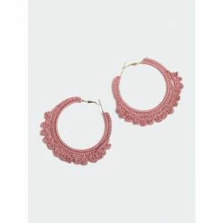 Shiraleah Emme Crocheted Hoop Earrings, Rose