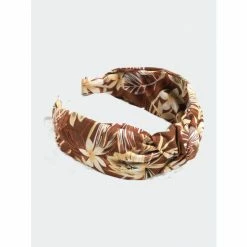 Shiraleah Knotted Floral Print Headband, Brown Hair