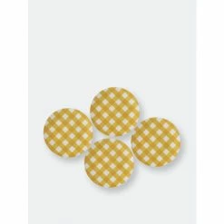 Shiraleah Ainsley Set Of 4 Checks Appetizer Plate Dinnerware & Flatware Yellow -Shiraleah Shop unnamed file 1472