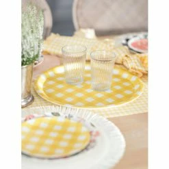 Shiraleah Ainsley Set Of 4 Checks Appetizer Plate Dinnerware & Flatware Yellow -Shiraleah Shop unnamed file 1473
