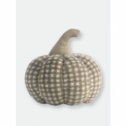 Shiraleah Large Faux Fur Pumpkin Pillow Decorative Pillows Beige