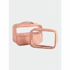 Shiraleah Ezra Set Of 2 Clear Cosmetic Cases, Blush Handbags