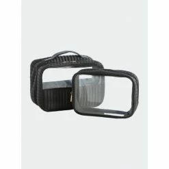 Shiraleah Ezra Set Of 2 Clear Cosmetic Cases, Black Accessories