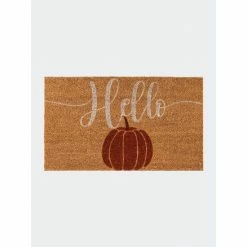 Shiraleah "Hello" Pumpkin Doormat Decor Natural