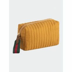 Shiraleah Ezra Small Boxy Cosmetic Pouch, Honey Wallets