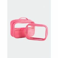 Shiraleah Ezra Set Of 2 Clear Cosmetic Cases, Pink Accessories