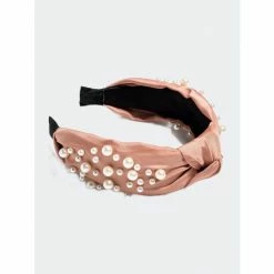Shiraleah Knotted Pearl Embellished Headband, Blush Hair