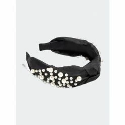Shiraleah Knotted Pearl Embellished Headband, Black Hair