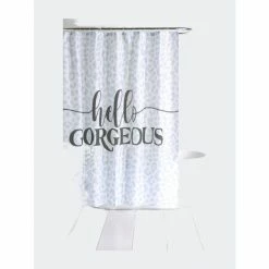 Shiraleah "Hello Gorgeous" Shower Curtain Bath Accessories Grey -Shiraleah Shop unnamed file 2075