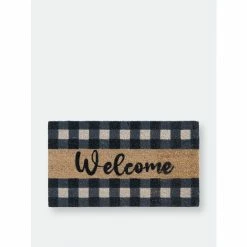 Shiraleah "Welcome" Plaid Doormat Rugs & Mats Black