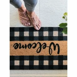 Shiraleah "Welcome" Plaid Doormat Rugs & Mats Black -Shiraleah Shop unnamed file 2090