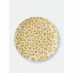 Shiraleah Ainsley Set Of 4 Animal Print Dinner Plate Dinnerware & Flatware Yellow