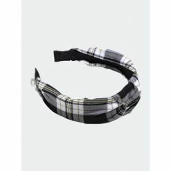 Shiraleah Knotted Plaid Headband, Black Hair