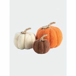 Shiraleah Assorted Set Of 3 Sizes Felt Pumpkins Decorative Accents Multi
