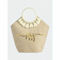 Shiraleah Clara "Mrs" Tote, Natural Handbags