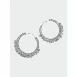 Shiraleah Emme Crocheted Hoop Earrings, Silver